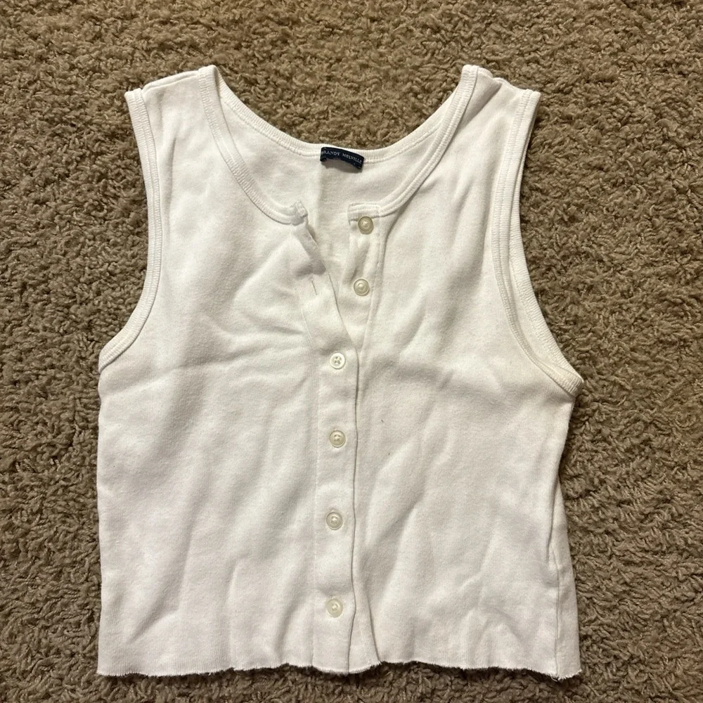 Brandy Melville White Sleeveless Crop Top - Picture 1 of 1